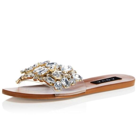 AQUA Sandals Womens Size 8.5 Embellished Open Toe Summer Slides NEW - Picture 12 of 12